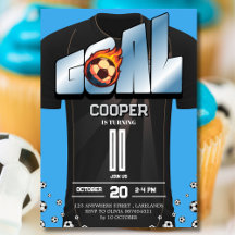 Camisa de Futebol Azul e Preta Festa de Aniversári