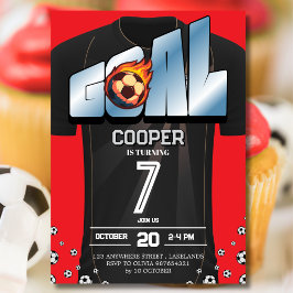 Convites Camisa de Futebol Preta e Vermelha Festa de Aniver