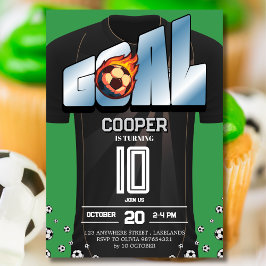 Convites Camisa de Futebol Verde e Preta Festa de Aniversár