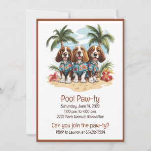 Convites Camisas havaianas de cães basset hound para festa 