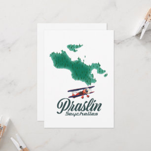 Convites Camiseta do mapa de Praslin Seychelles
