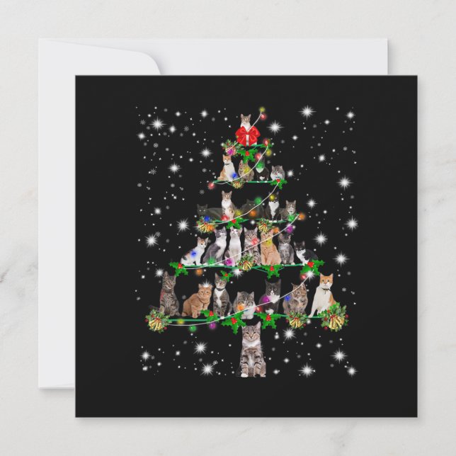 Convites Camiseta engraçada de gatos de Natal Enfeite Prese (Frente)