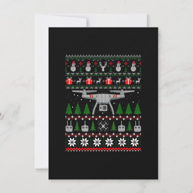 Convites Camiseta Feia de Natal de Drone Camisa Divertida Q (Frente)