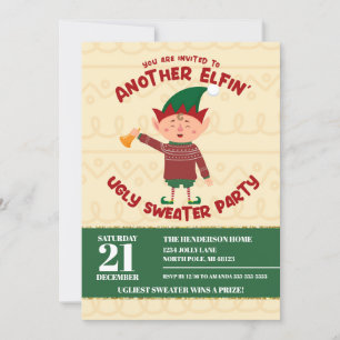 Convites Camiseta Feia de Natal Divertida para Festa de Elf