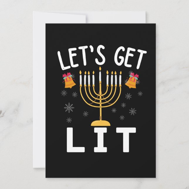 Convites Camiseta Hanukkah Let's Get Lit (Frente)