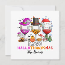 Camiseta Wine Glass Feliz Hallowthanksmas