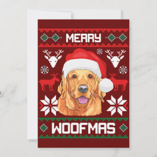 Convites Camisola de Natal do Cão Golden Retriever Merry Wo