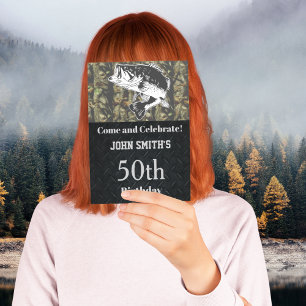 Convites Camo Bass Festa de aniversário de Pesca