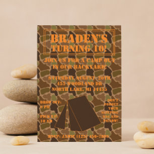 Convites Camo Camouflage Campout Aniversário Convidado