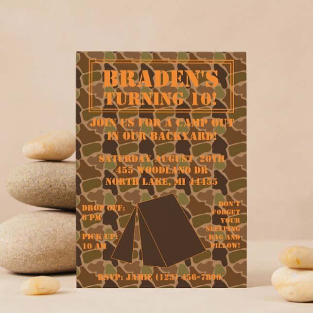 Convites Camo Camouflage Campout Aniversário Convidado (Criador carregado)