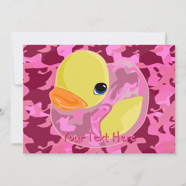 Convites Camo Ducky Rosa (Frente)