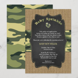 Convites Camo Green Baby Sprinkle Invite, camuflagem