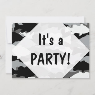 Convites Camo Preto de Pesca em Massa