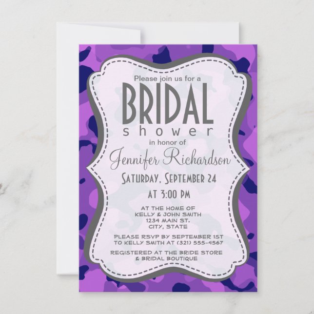 Convites Camo roxo de uva; Camuflagem (Frente)