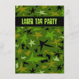 Convites Camo Stars de Aniversário para Meninos