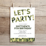 Convites Camouflage Birthday, Camo Verde do Partido do Vamo<br><div class="desc">Este convite de camo é perfeito para a festa de aniversário de um menino com linhas simples e sem design. Use o formulário modelo para adicionar suas informações. Outras cores estão disponíveis.</div>