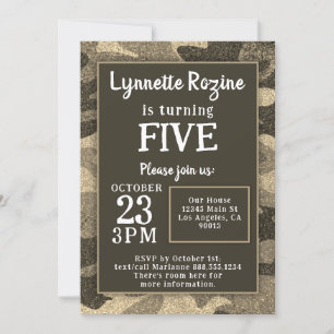 Convites Camouflagem Familiar Militar - Festa de aniversári