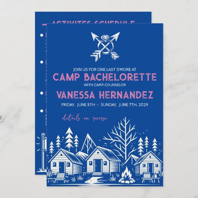 Convites Camp Bachelorette (Frente/Verso)