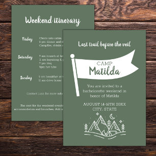 Convites Camp Bachelorette Forest Green Weekend Itinerário