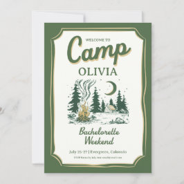 Convites Camp Bachelorette Green Glamping Itinerary 