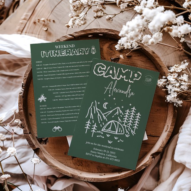 Convites Camp Bachelorette Weekend Itinerário (Criador carregado)