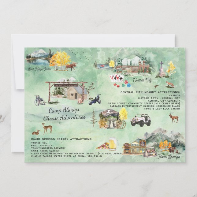 Convites Camp Sempre Escolher Mapa de Aventuras Inserir (Frente)