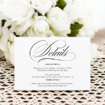 Convites Campanha de caligrafia branca negra detalhes do ca<br><div class="desc">Chic e roteiro elegante - convite para detalhes de casamento de guião preto e branco.</div>