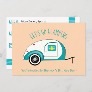 Convites Campanha de Teardrop Retro Aquamarine