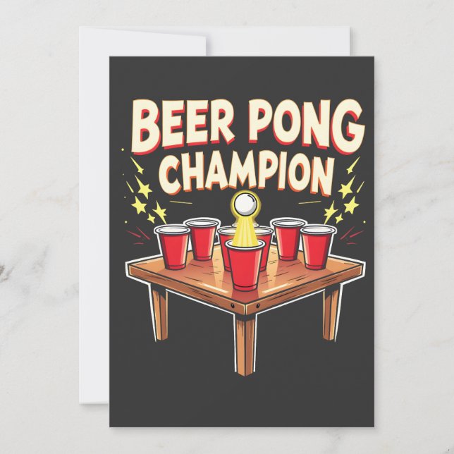 Convites Campeão de Beer Pong Ping Pong Bebendo (Frente)