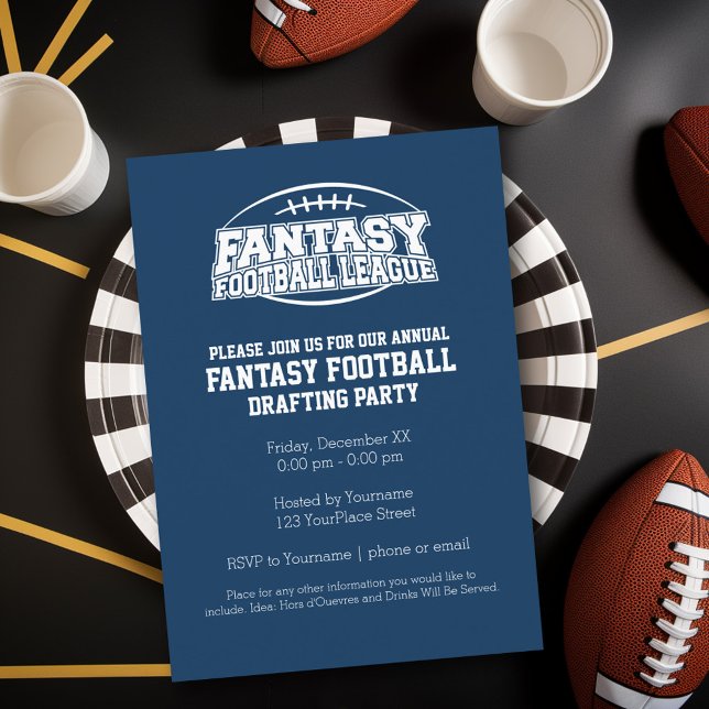 Convites Campeão de Futebol da Fantasy - Marinho e Branco (Fantasy Football Party Invitation)
