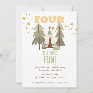 Convites Camping Adventure S'more Quarto Aniversário
