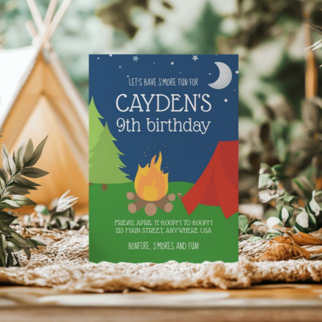 Convites Camping and S'mores Birthday Invite (Criador carregado)