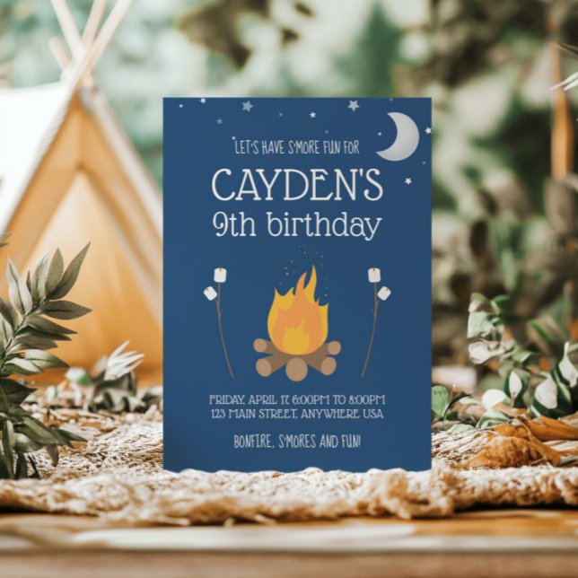 Convites Camping and S'mores Birthday Invite (Criador carregado)