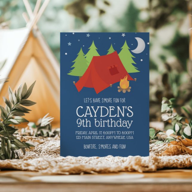 Convites Camping and S'mores Birthday Invite (Criador carregado)