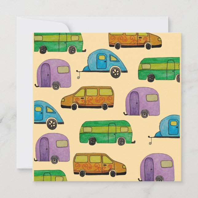 Convites Camping caravans (Frente)