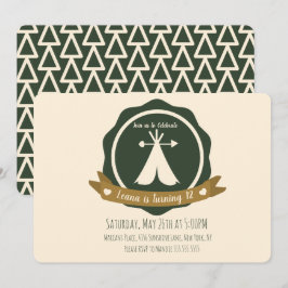 Convites Camping Festa de Aniversário Teepee Badge