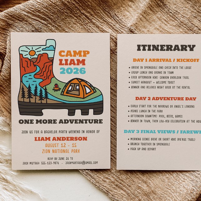 Convites Camping Hiking Bachelor Party Weekend Invitation (Criador carregado)