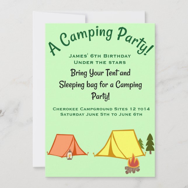 Convites Camping Party (Frente)
