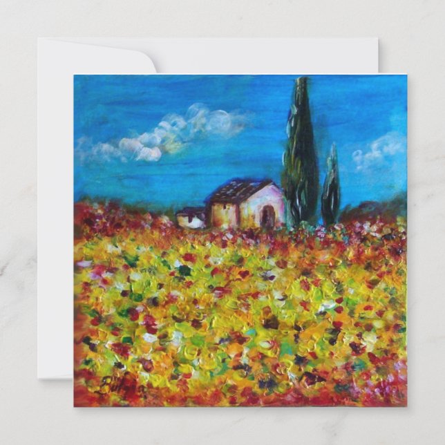 Convites CAMPO AMARELO , vermelho verde violeta branco (Frente)