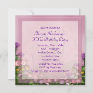 Convites Campo de Flor Rosa Qualquer Número Modelo de Anive