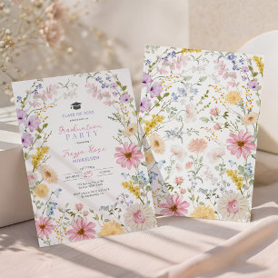 Convites Campo de Flores Silvestres com Pastéis Suaves para