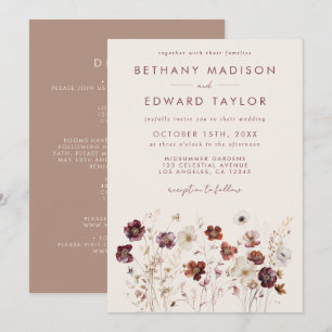 Convites Campo de Flores Silvestres de Outono Casamento Com