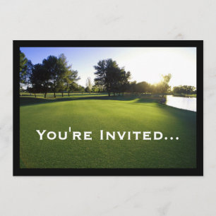 Convites Campo de golfe verde no alvorecer