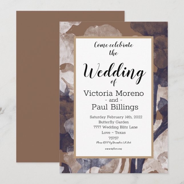 Convites Campo de textura moderna Design azul de algodão (Frente/Verso)