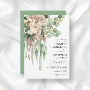 Convites Camponeses Florais Eucalyptus Deixa Casamento Verd