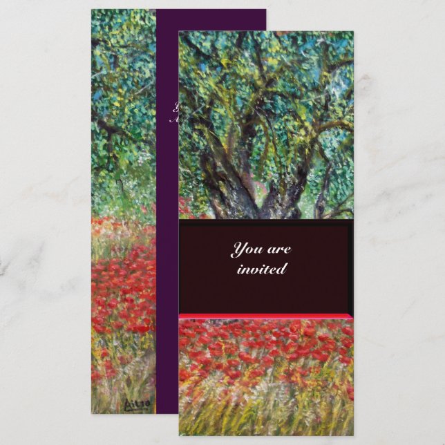 Convites CAMPOS DE PÃO, OLIVEIRA E PAPOULAS,roxo (Frente/Verso)