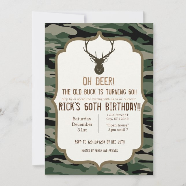 Convites Camuflagem - Ah, Veado - O velho cervo está mudand (Frente)