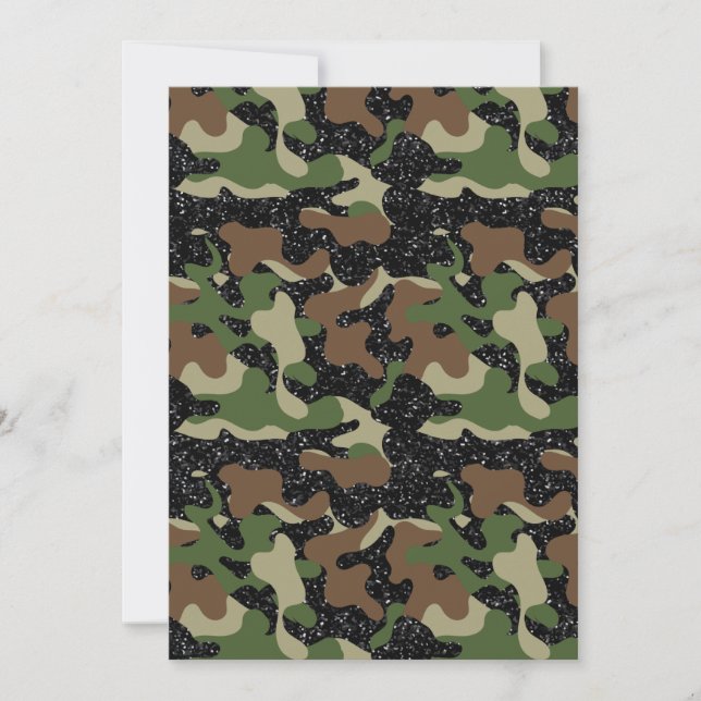 Convites Camuflagem Camuflada Floresta EUA cor brilho Exérc (Frente)