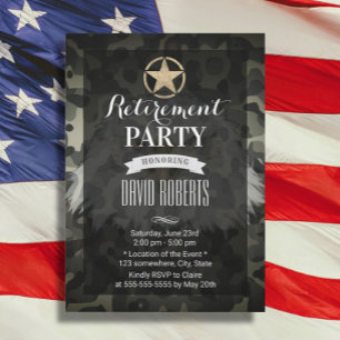 Convites Camuflagem Estrela do Exército Dourado de Reforma