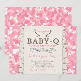 Convites Camuflagem rosa Chá de fraldas para moça